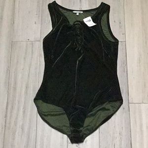Green velvet bodysuit